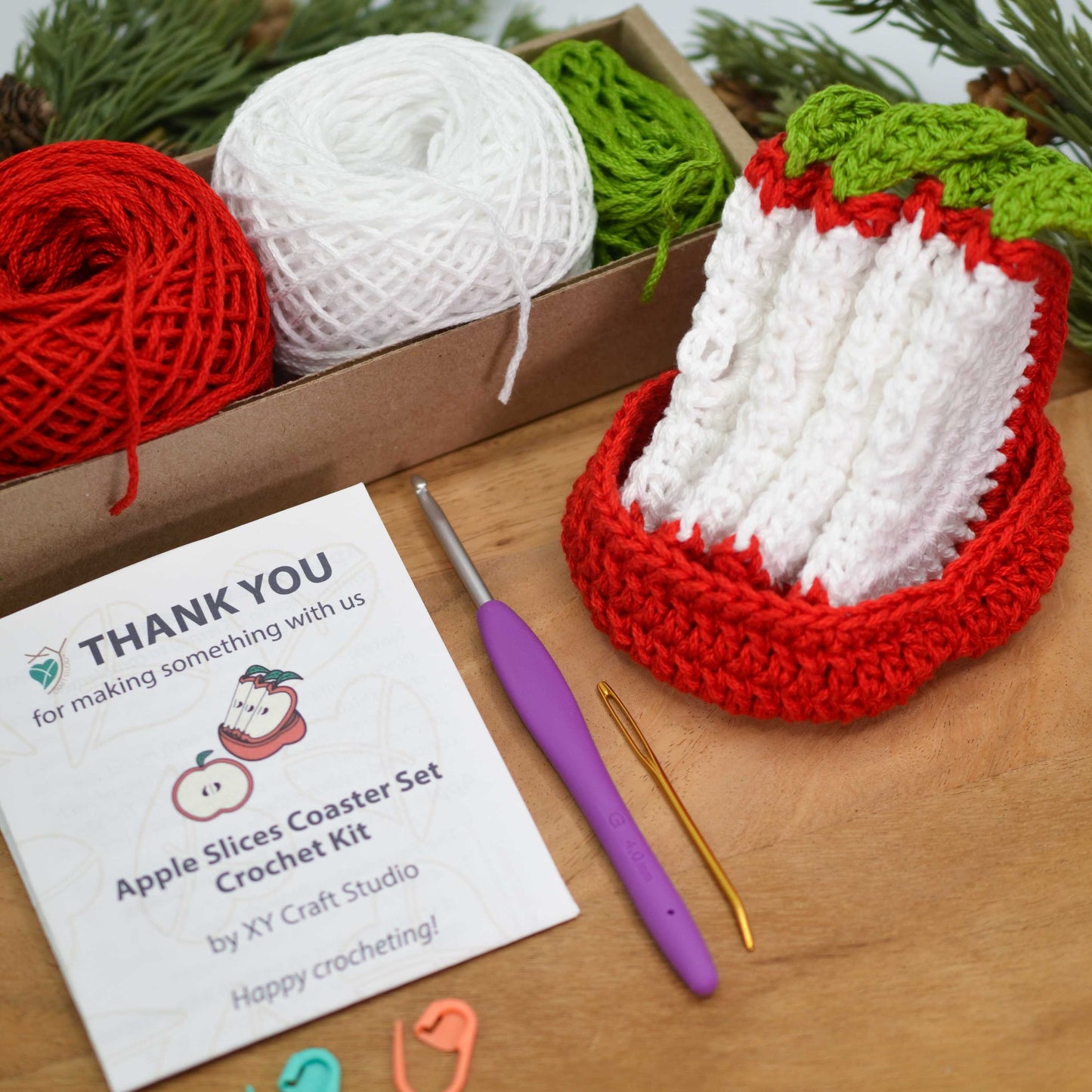 Apple Slices Coaster Set Crochet Kit