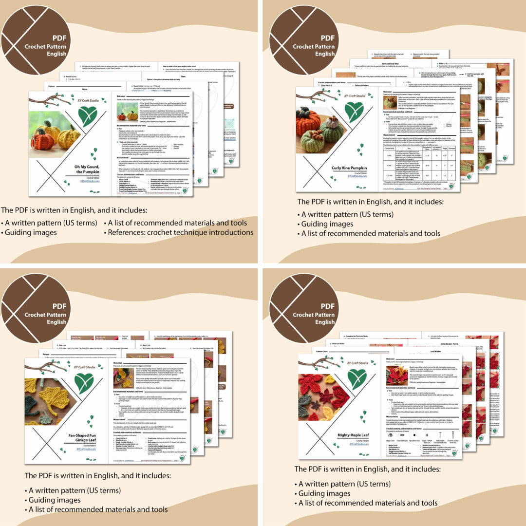 Autumn Garland Ornament Crochet Pattern Bundle (4-in-1)
