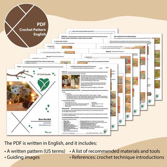 Halloween bat crochet pattern PDF pages mock up.