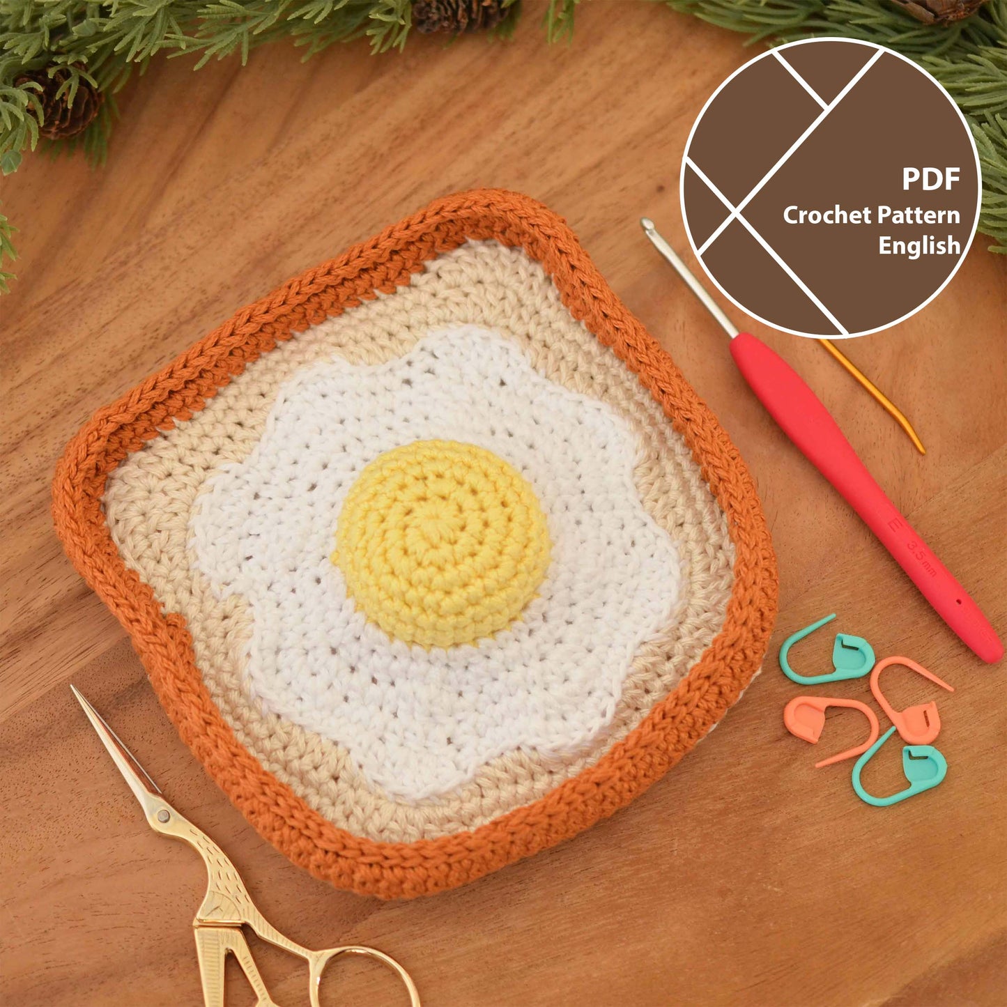 Egg and Toast Tray with Pin Cushion Crochet Pattern