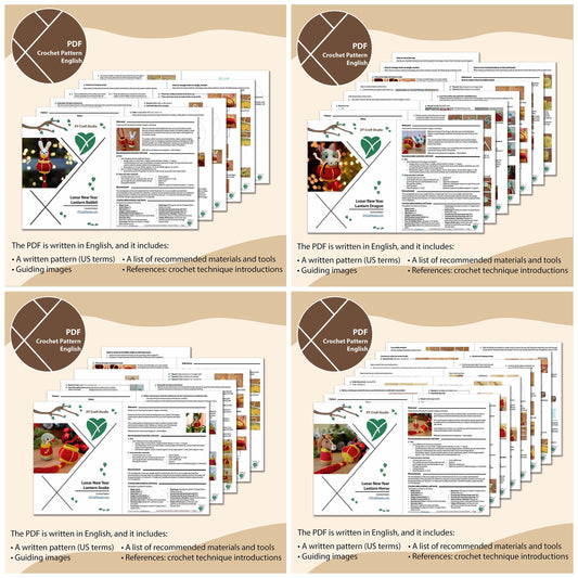 Lunar New Year Zodiac Animals with Lantern Crochet Pattern Bundle (4-in-1)