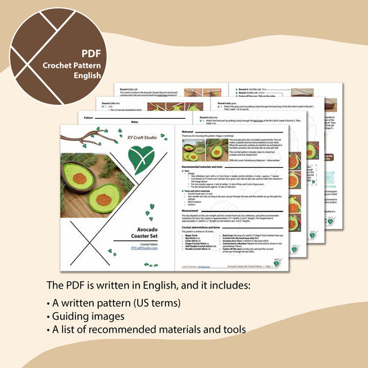 Avocado Coaster Set Crochet Pattern