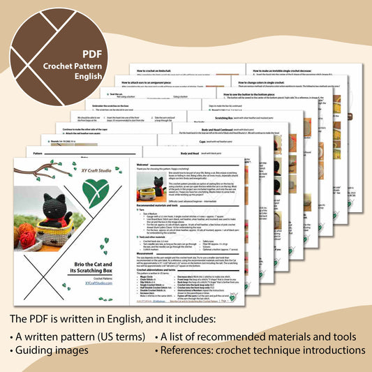 Brio the Cat and Scratching Box Crochet Pattern Bundle