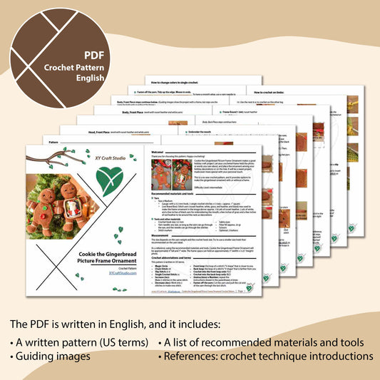 Gingerbread Man Picture Frame Ornament crochet pattern PDF sample page preview