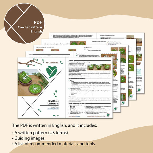 Kiwi Fruit Coaster Set Crochet Pattern