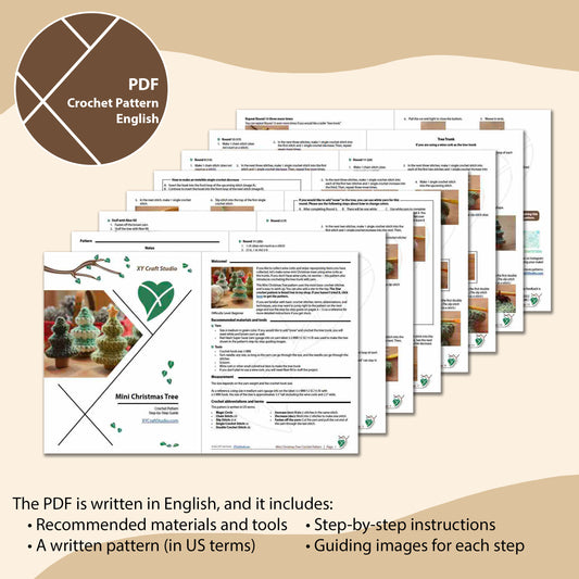 Mini Christmas Tree crochet pattern PDF sample pages preivew