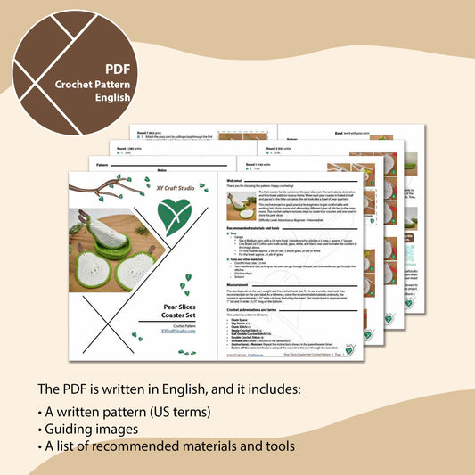 Pear Slices Coaster Set Crochet Pattern