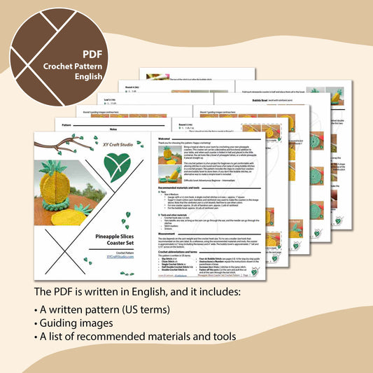 Pineapple Slices Coaster Set Crochet Pattern