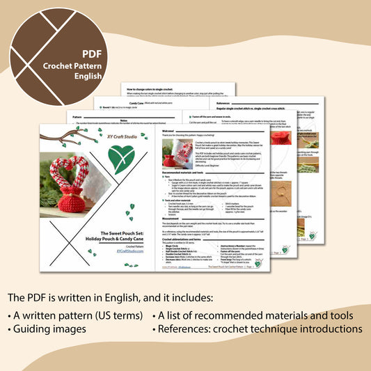 Holiday Pouch and Candy Cane Crochet Pattern PDF sample page preview