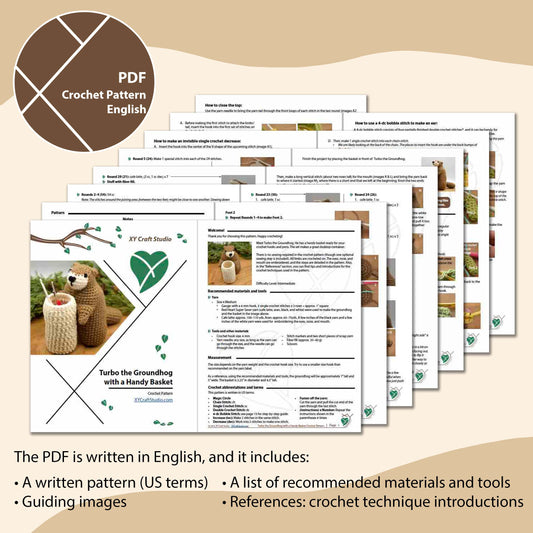 Turbo the Groundhog with a Handy Basket Crochet Pattern