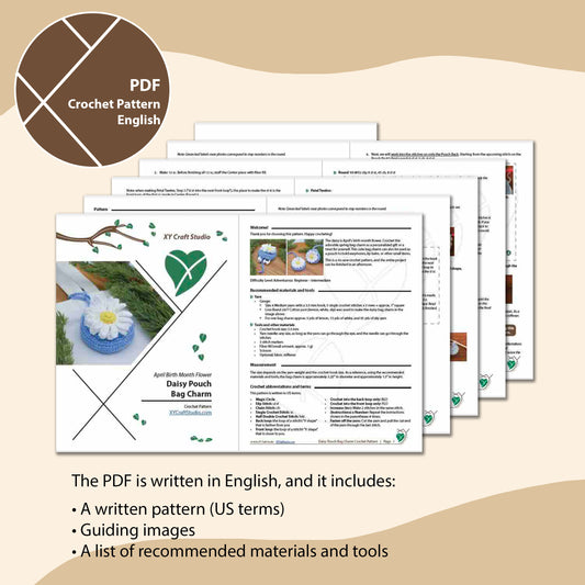 Daisy Pouch Bag Charm Crochet Pattern