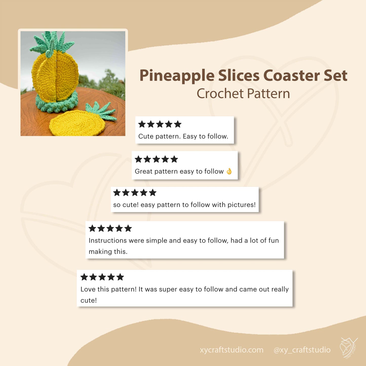 Pineapple Slices Coaster Set Crochet Pattern