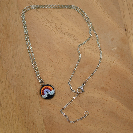 Hand-Embroidered Mini Rainbow Necklace