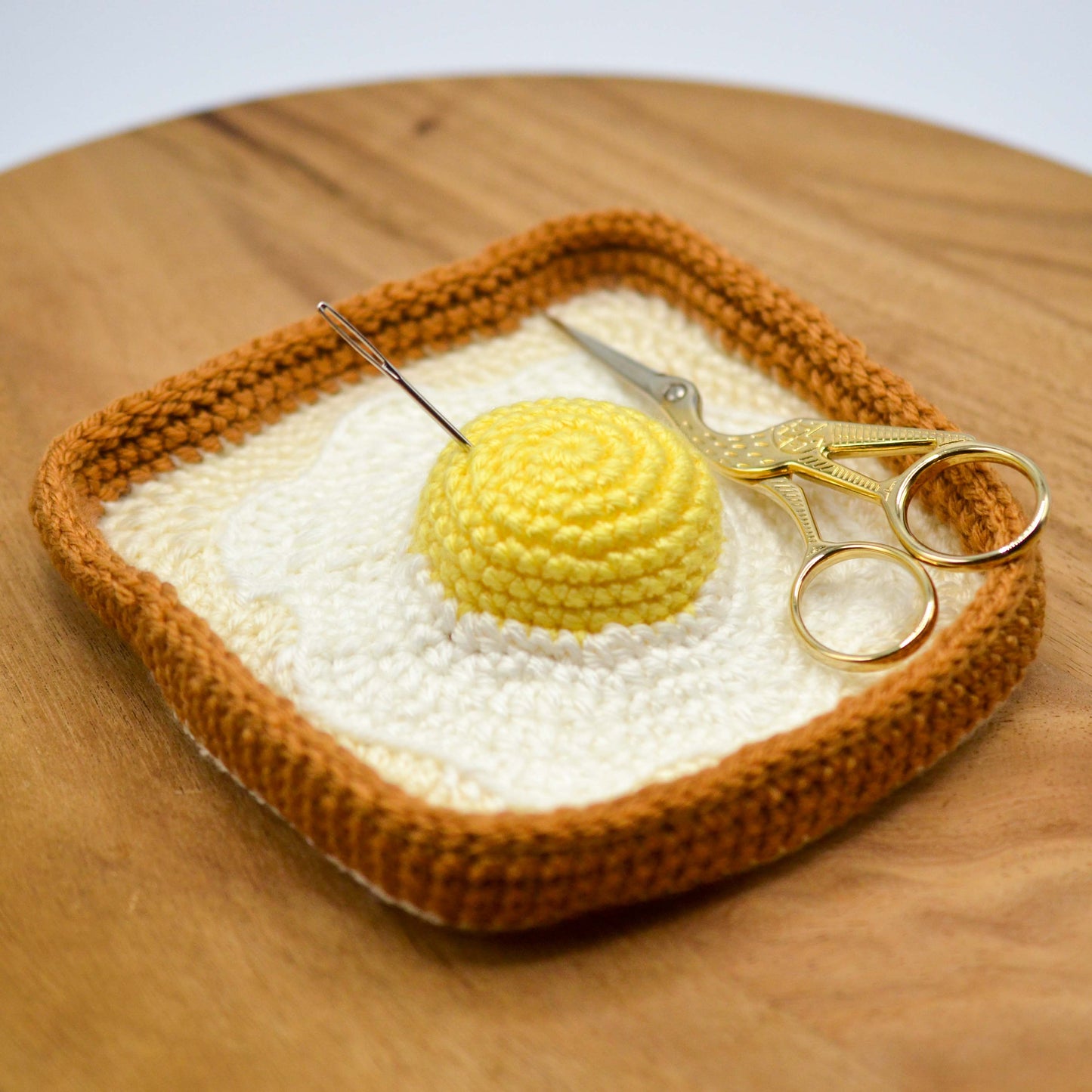Crocheted Egg & Toast Tray and Pin Cushion