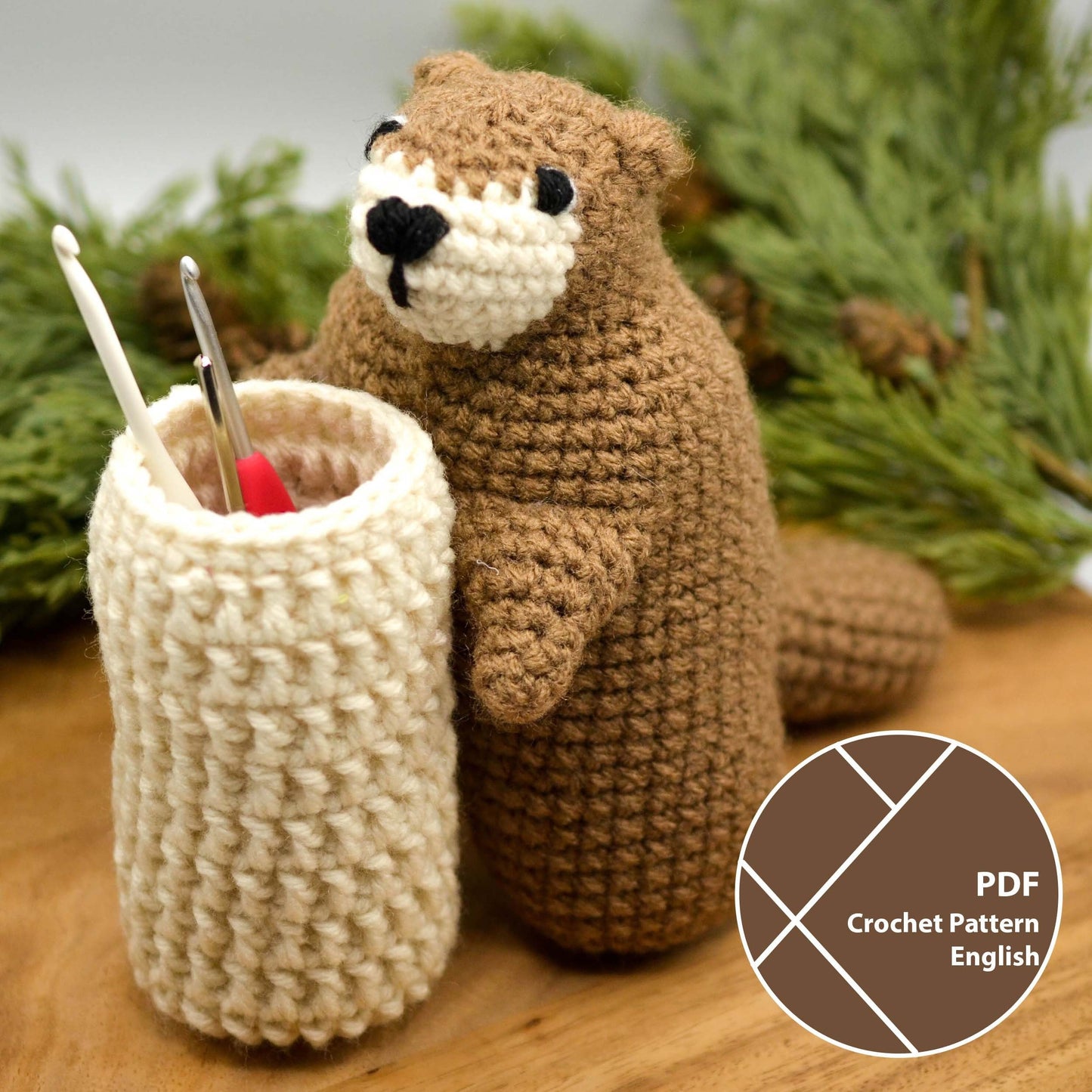 Turbo the Groundhog with a Handy Basket Crochet Pattern