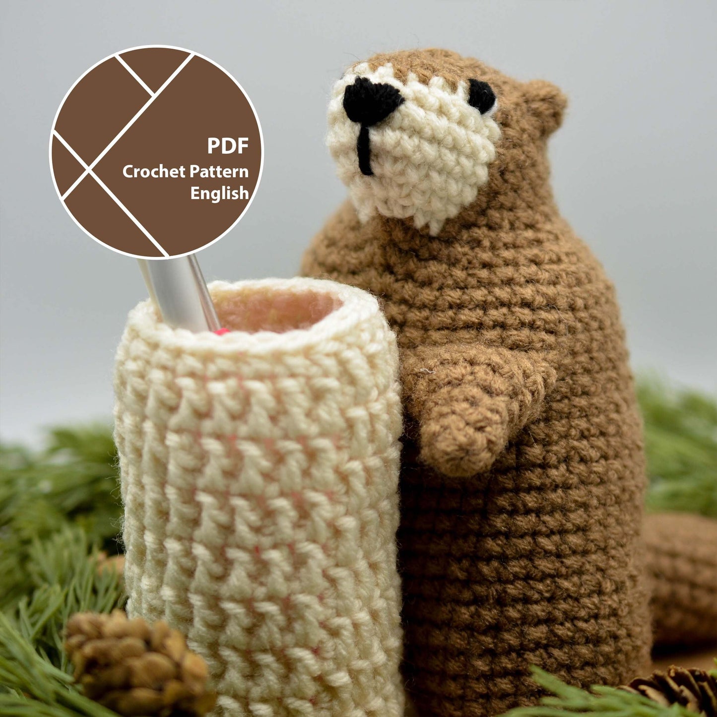 Turbo the Groundhog with a Handy Basket Crochet Pattern