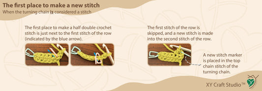The Second Row with Half Double Crochet Stitches
