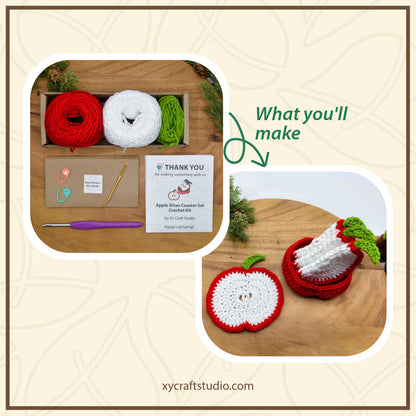 Apple Slices Coaster Set Crochet Kit