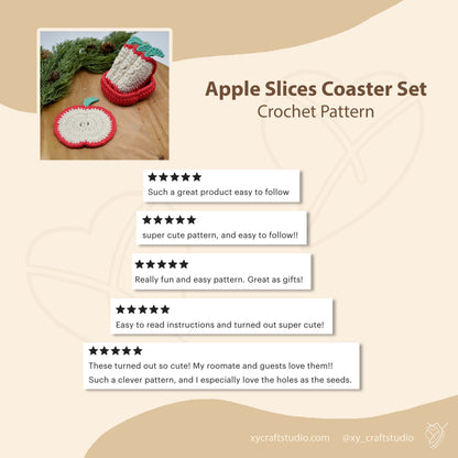 Apple Slices Coaster Set Crochet Pattern