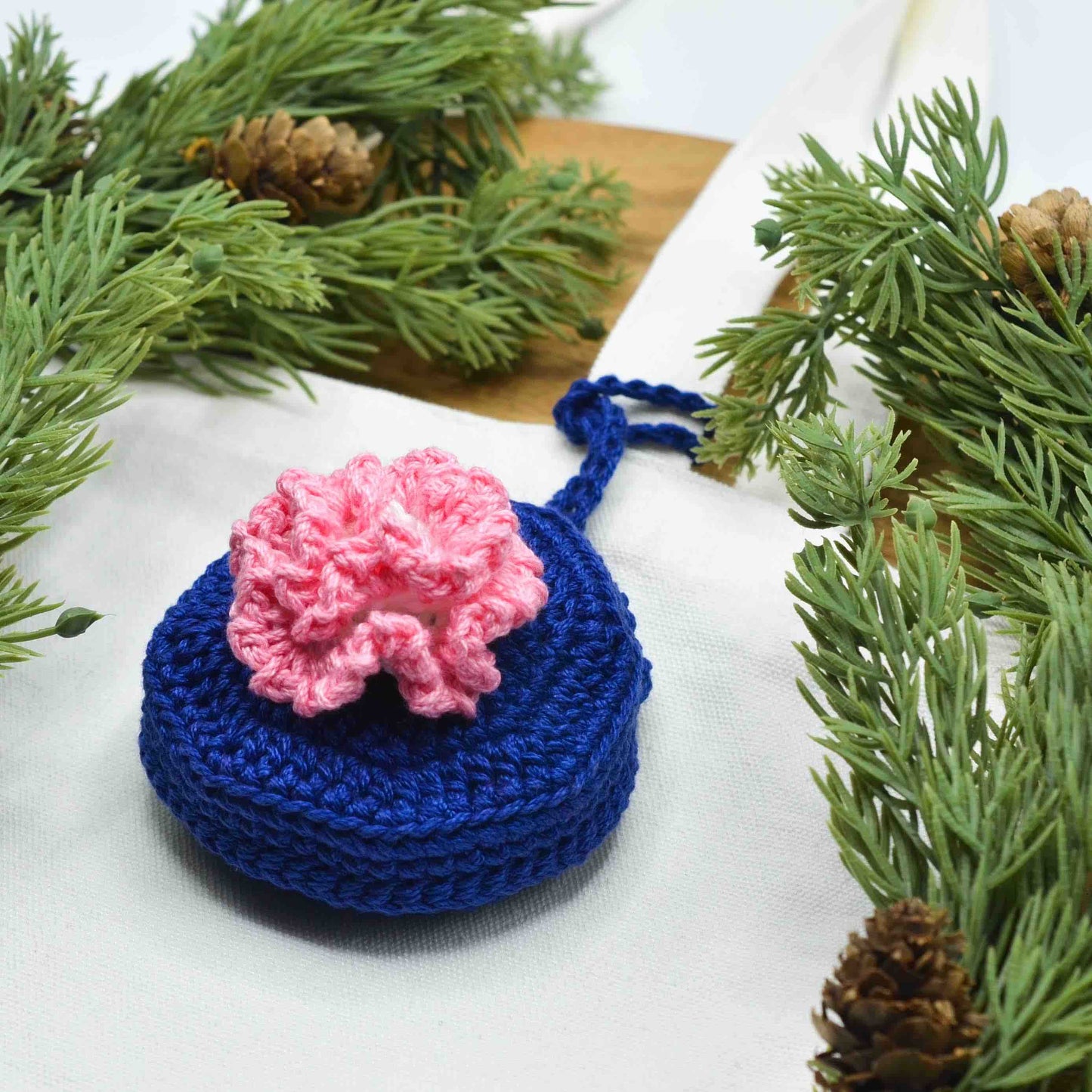 Carnation Pouch Bag Charm Crochet Pattern | January Birth Month Flower