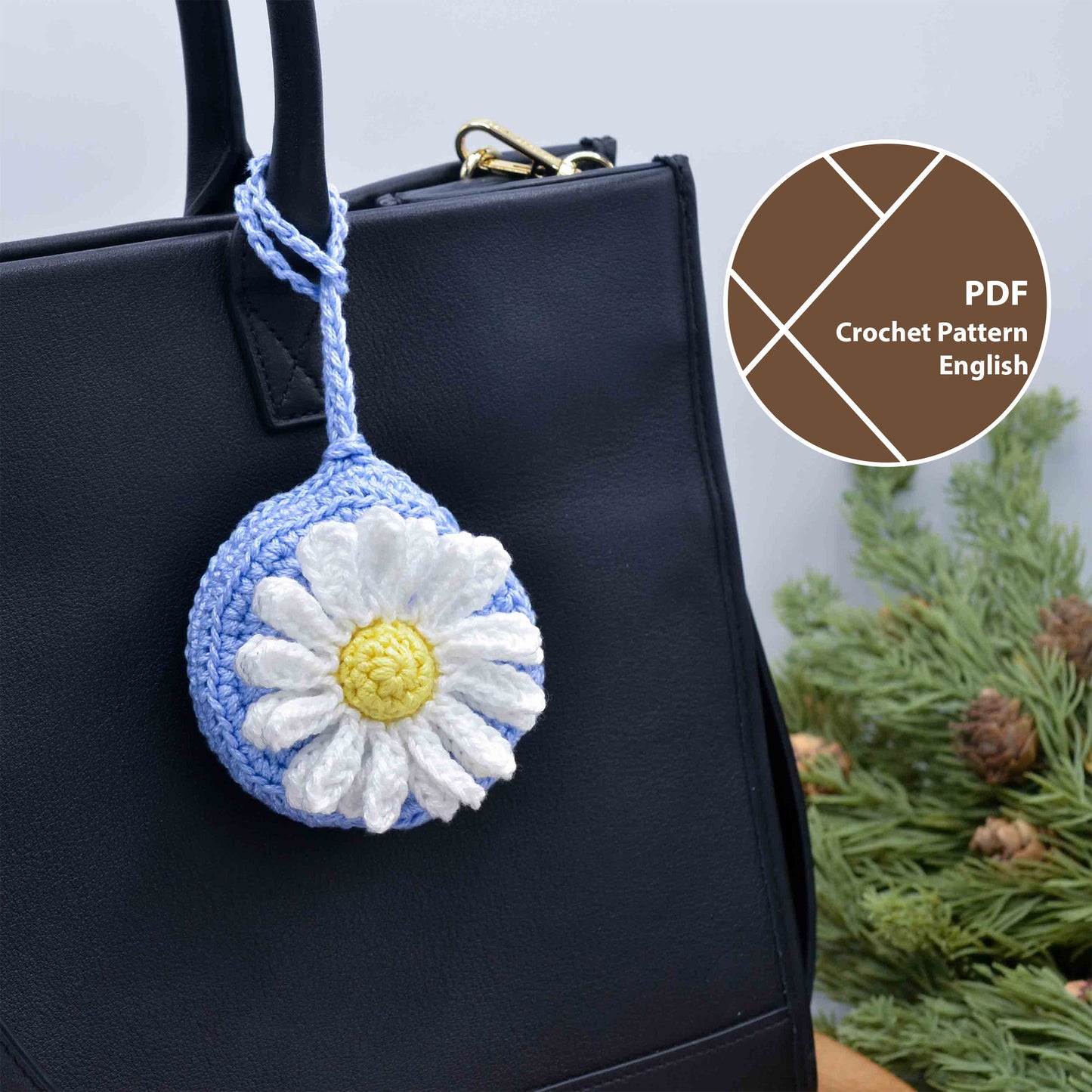Daisy Pouch Bag Charm Crochet Pattern