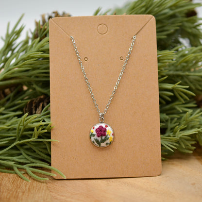 Mini Floral Necklace, Crocheted and Hand-Embroidered