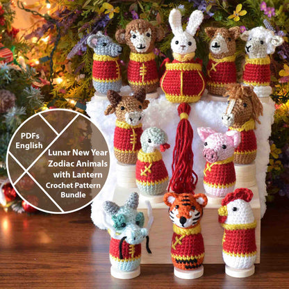 12-in-1 Lunar New Year Zodiac Animals with Lantern Crochet Pattern Bundle