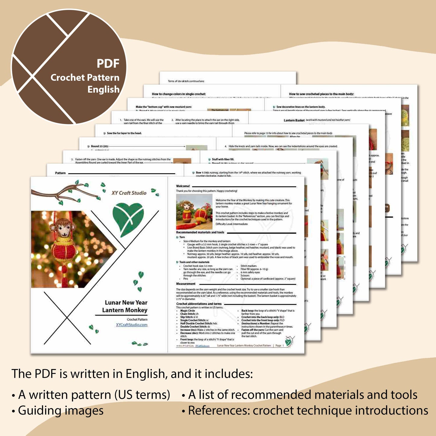 Crochet pattern PDF page samples