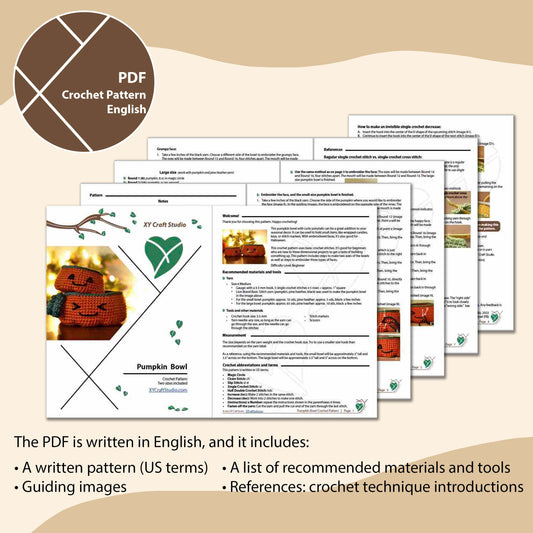 Pumpkin Bowl crochet pattern PDF page preview mock up