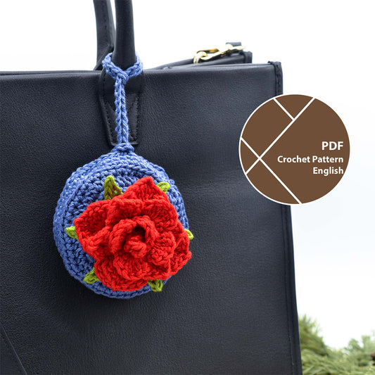 Rose Pouch Bag Charm Crochet Pattern