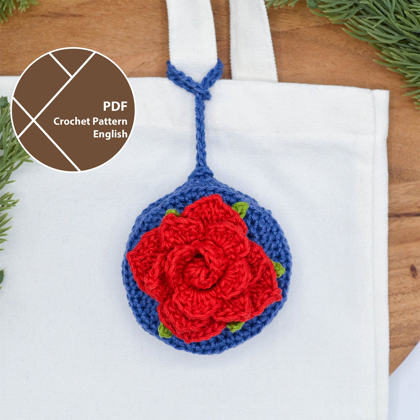 Rose Pouch Bag Charm Crochet Pattern
