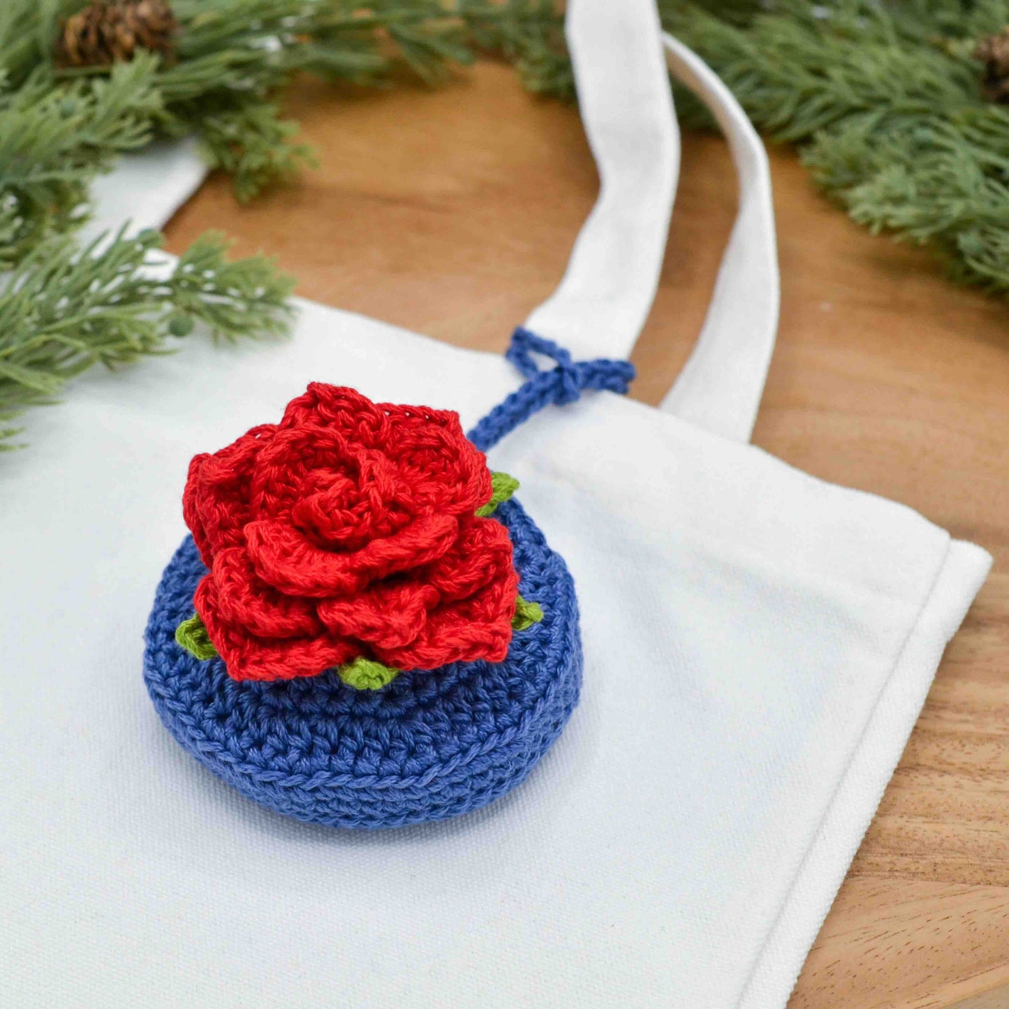 Rose Pouch Bag Charm Crochet Pattern