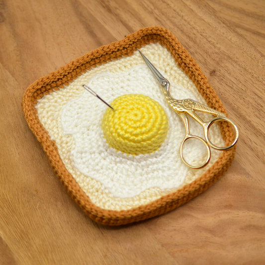Crocheted Egg & Toast Tray and Pin Cushion
