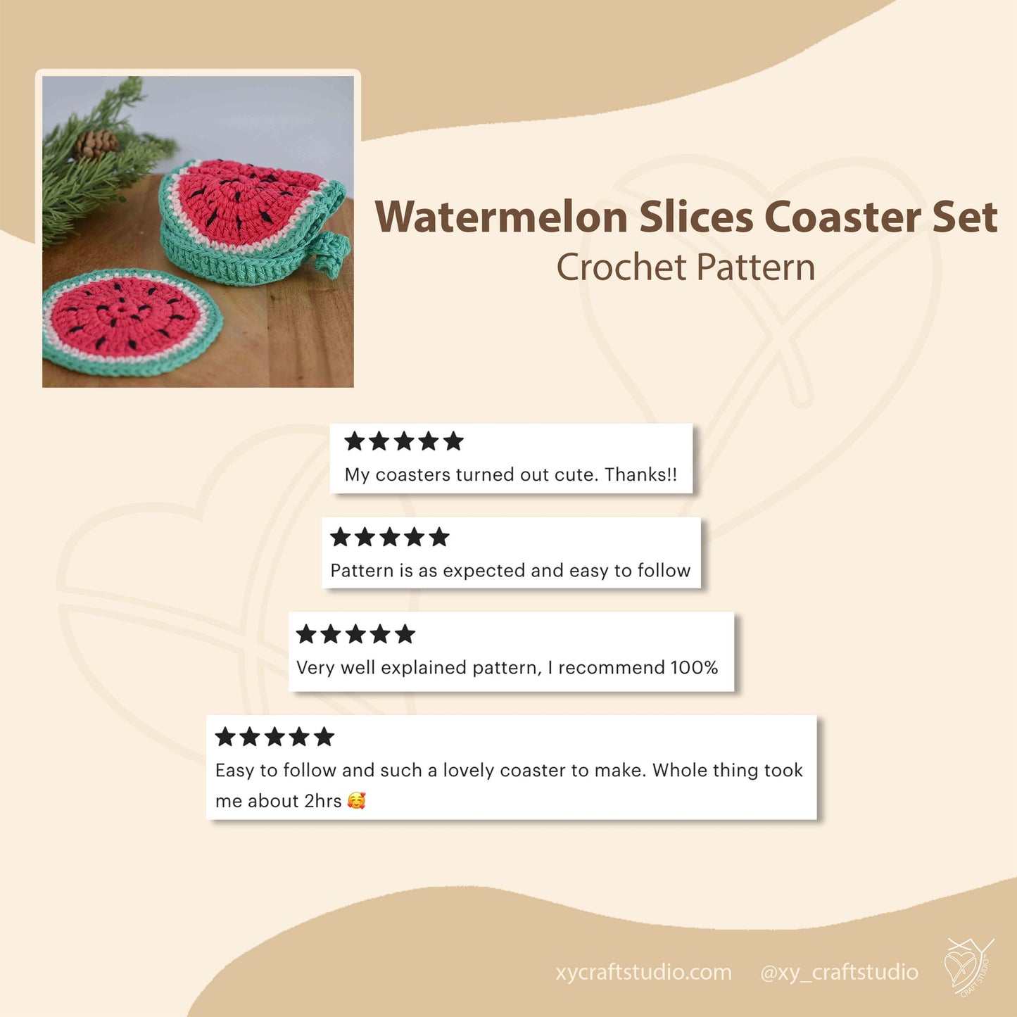 Watermelon Coaster Set Crochet Pattern