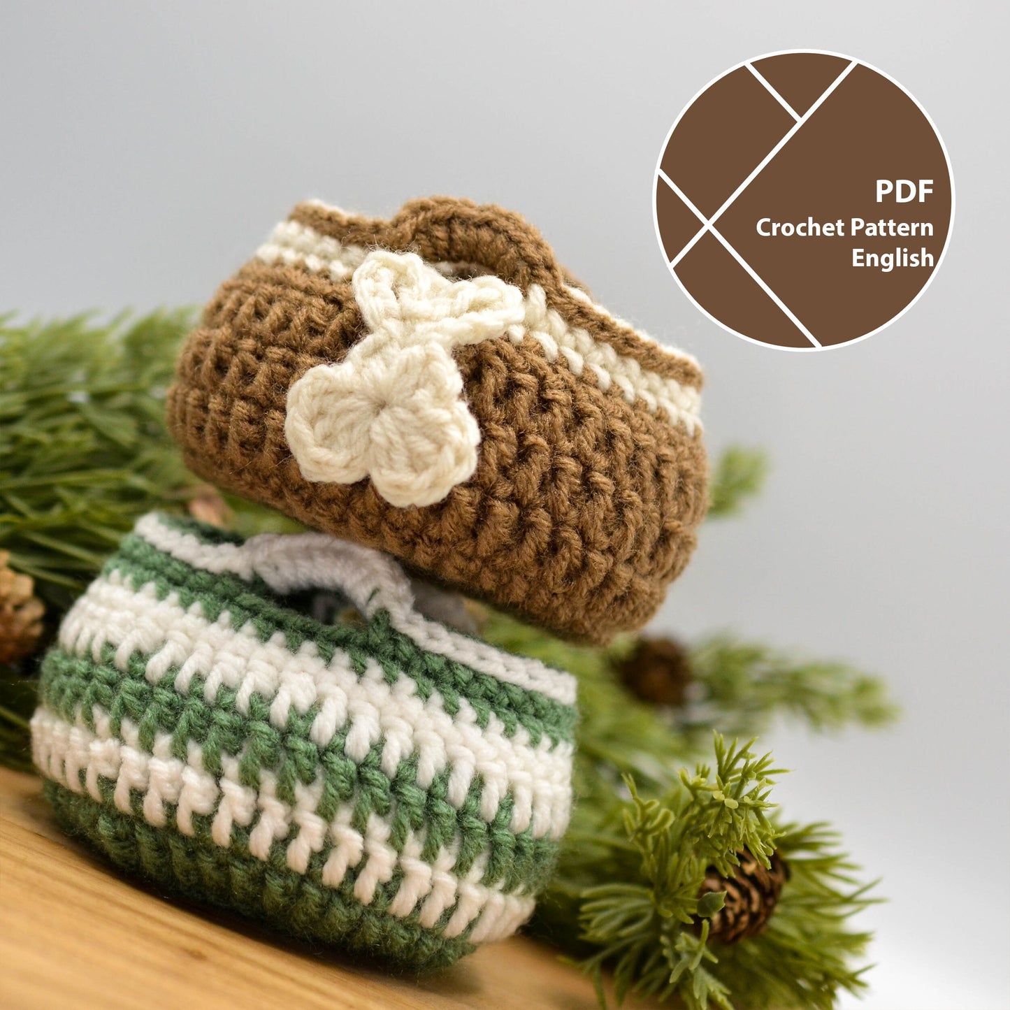 Potbellied Basket with a Bunny Applique Crochet Pattern