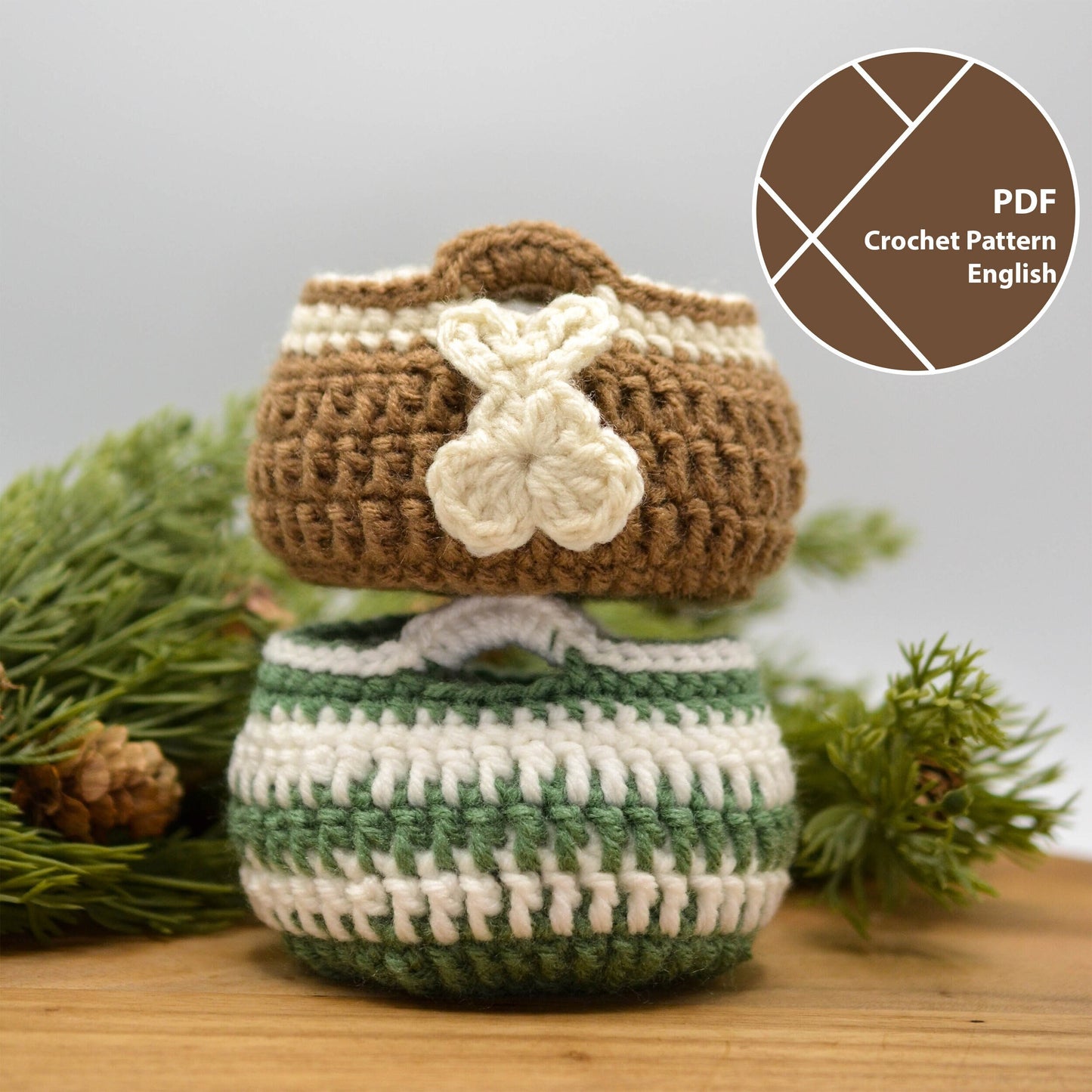 Potbellied Basket with a Bunny Applique Crochet Pattern