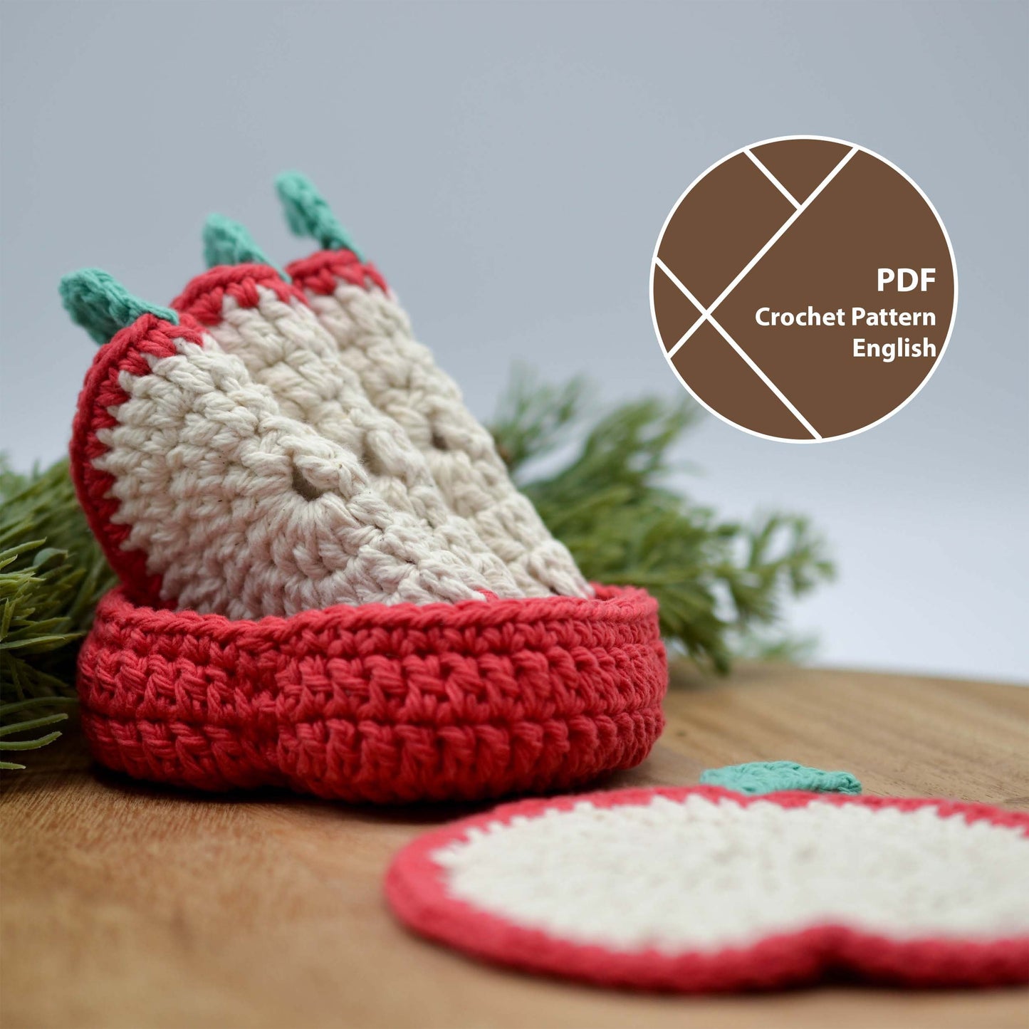 Apple Slices Coaster Set Crochet Pattern