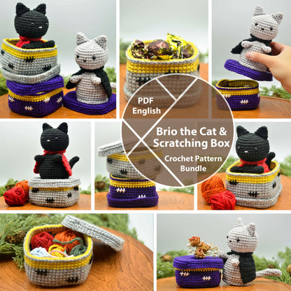 Brio the Cat and Scratching Box Crochet Pattern Bundle