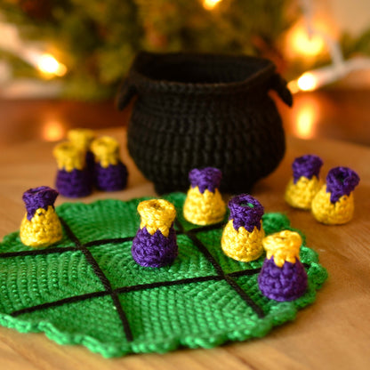 Halloween Cauldron with a Tic-Tac-Toe Game Crochet Pattern