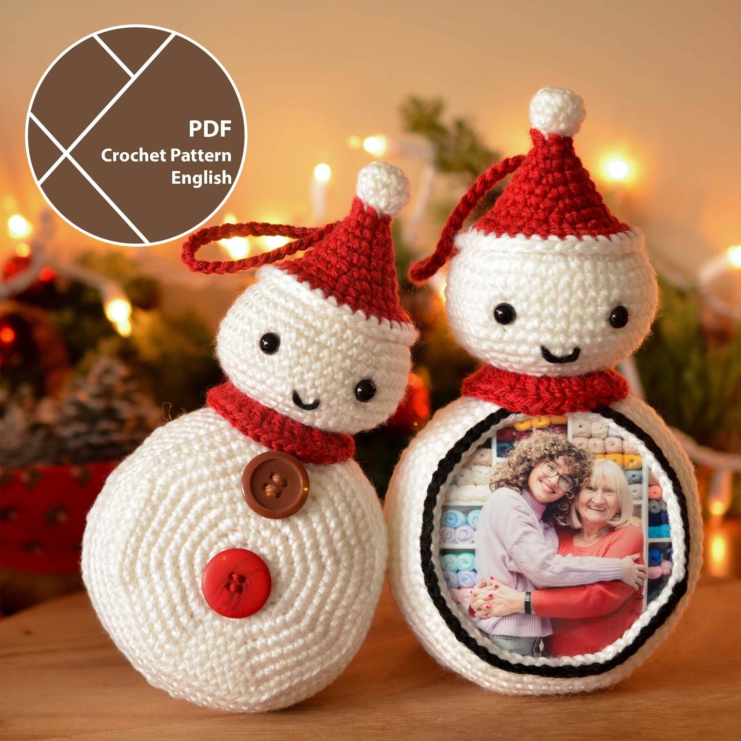 Snowman Picture Frame Ornament Crochet Pattern