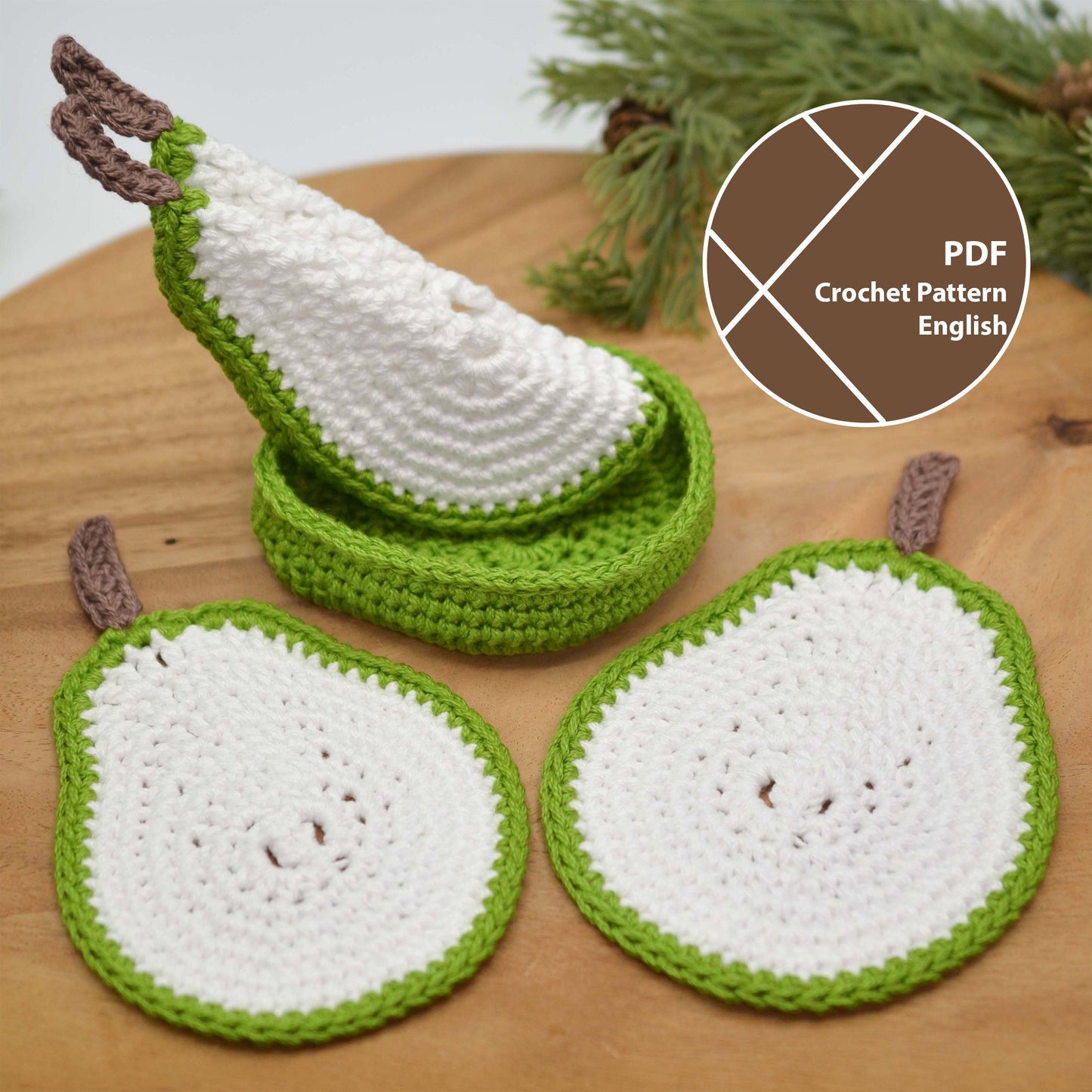 Pear Slices Coaster Set Crochet Pattern