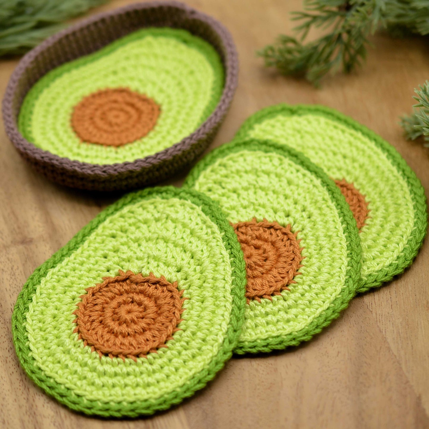 Avocado Coaster Set Crochet Pattern